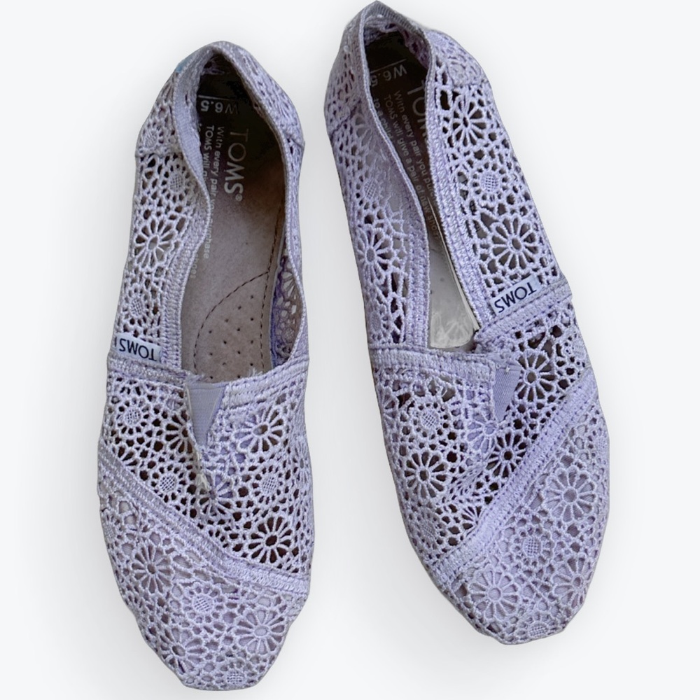 Romantic Feminine Cottage Pastel Lavender Pink Crochet Lace Openwork Flats ~W6.5